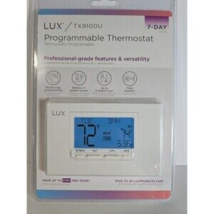 LUX TX9100U 7-Day Programmable Thermostat Digital Display Quick-Copy